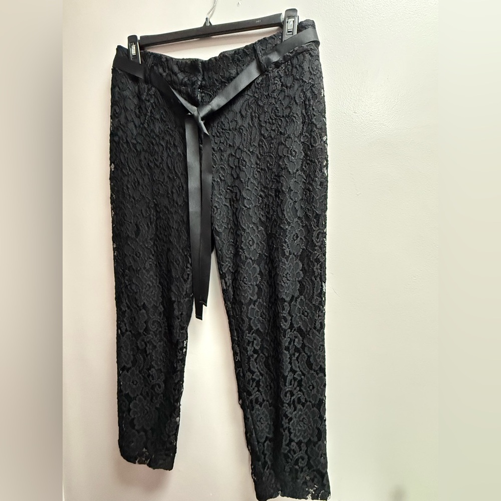 NWOT Lane Bryant Gorgeous Black Lace Detail Women’s Pants 14 Tummy Control Band